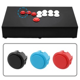 Create idea Pack of 6 30 mm Arcade Joystick for Game Consoles Push Button Replacement Compatible with Sanwa OBSN-30 OBSF-30 OBSC-30 (Black & Blue & Red)