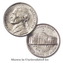 1943-D Jefferson Nickel, Wartime Silver Composition