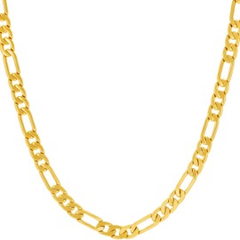 LIFETIME JEWELRY Flat Figaro Chain Necklaces for Men & Women 24k Real Gold Plated (4mm, 5.5mm & 7mm) (18 inches, 4mm)
