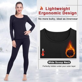 MANCYFIT Thermal Underwear for Women Long Johns Set Fleece Lined Ultra Soft Scoop Neck