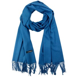Plum Feathers Women's Cashmere Feel Pashmina Shawls Wraps Stole for Evening Dress Warm Blanket Scarf (Teal Blue)
