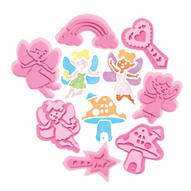 Baker Ross AX905 Fairy Stamps - 10 Pieces Foam Stamp Set for Kids Ideal for Kids Painting, Arts and Crafts Projects