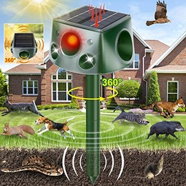 Solar Ultrasonic Animal Repeller, 4 Sided 360° Cat Repellent Outdoor