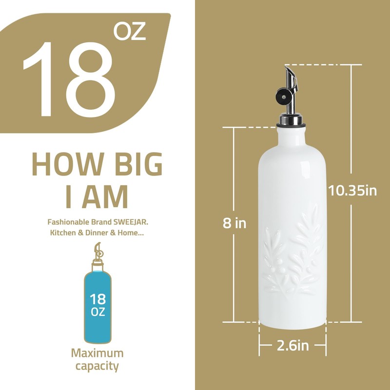 Sweejar 18 Oz Oil Dispenser for Kitchen with Gravity Spout,