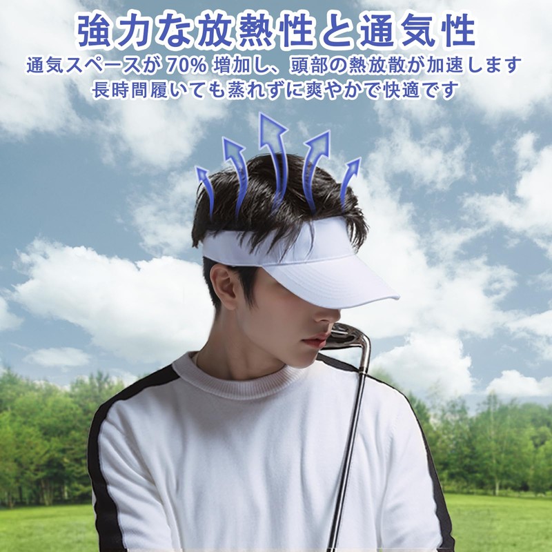 [LANGYU] サンバイザー レディース メンズ ゴルフサンバイザー 無地 帽子 つば大き目 日除け UVカット