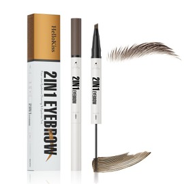 JIAYUTONG 4-Fork Tip Microblading Eyebrow Pen - 2-in-1 Waterproof Eyebrow Pencil, Long-Lasting Natural Hair-Like Brows, Smudge-Proof & Easy to Use (With Tint 04#Black Brown)