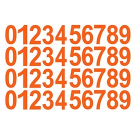 0-9 Numbers Orange Vinyl Sticker Decals Assorted Set of 40 Choose Size 1/2" to 12" (V746ArialBoldOrange) (4")