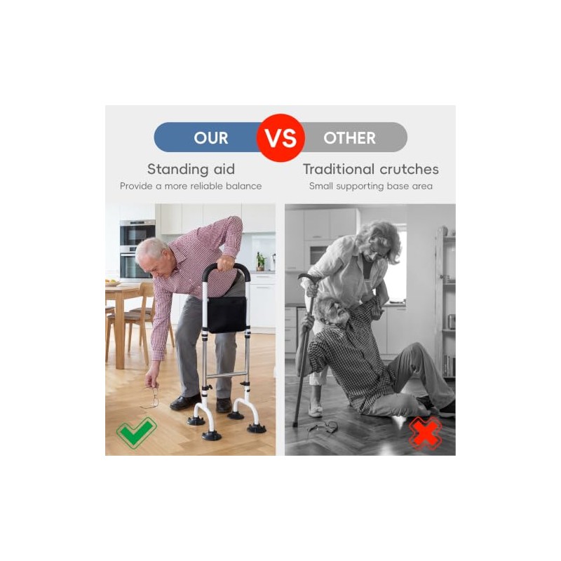 Standing Aid for Seniors with Soft Foam Handrail and Light,
