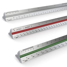 ARTEZA Architectural Scale Ruler – 12-Inch Triangular Ruler, Anodized Aluminum Tool with Laser-Etched Markings for Blueprints & Tech Drawings