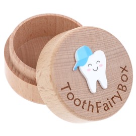 Tooth Fairy Tooth Holder 3D Carved Tooth Fairy Box, Wood Baby Tooth Box, Cute Lost Tooth Holder for Kids' First Lost Teeth, Dropped Tooth Keepsake Box for Boys Girls