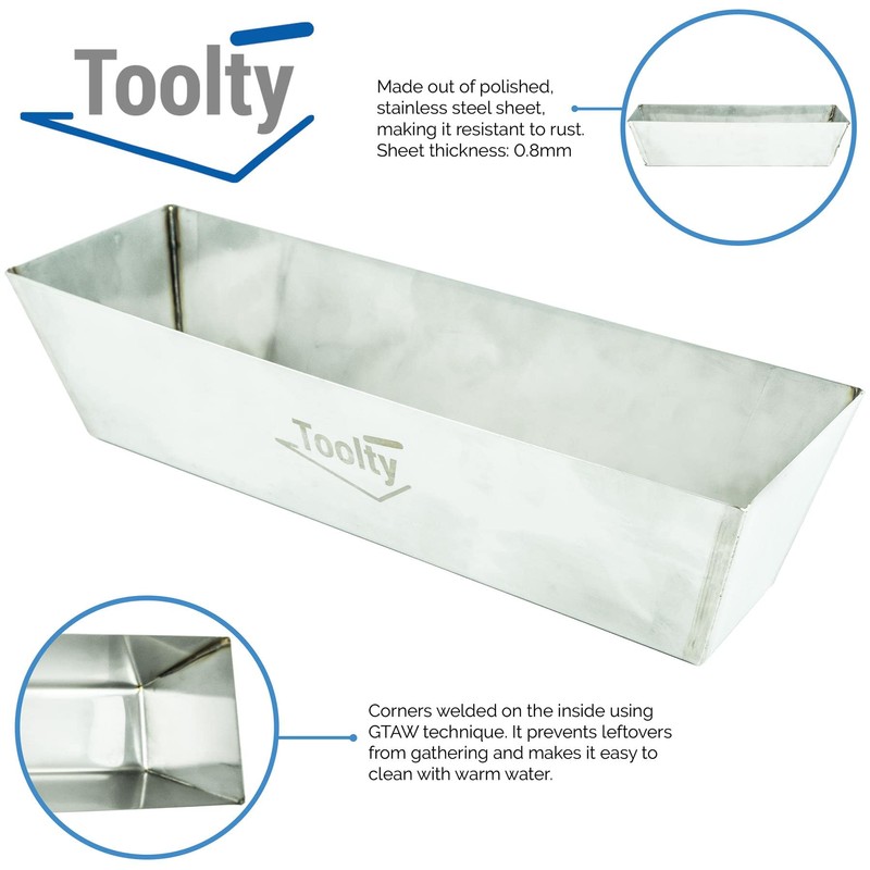Toolty Stainless Steel Plasterers Mud Pan - 14" - 360mm