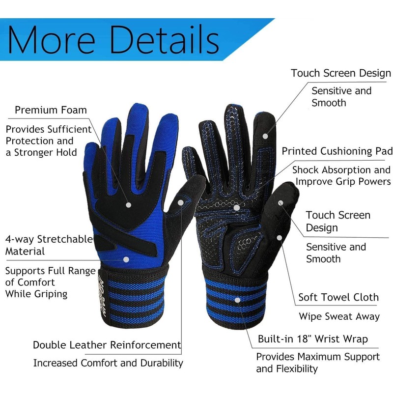 Weight Lifting Gloves Full Finger Protection Work Out Gym Gloves