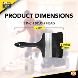 SOL Large Paint Brush 5 Inch, No Bristle Loss, Ideal Masonry Paint Brush, Plastering Brush Wallpaper Brush Emulsion Brush Pasting Brush Wallpaper Masonry Brush Fence Brush Paste Brush for Wallpapering