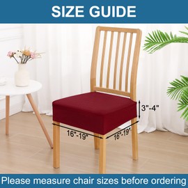 Smiry Waterproof Seat Covers for Dining Room Chairs Set of 4, Stretch Jacquard Removable Washable Chair Seat Slipcovers Protector, No Rear Covers, Wine Red