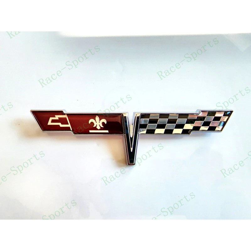 AUTO 1PC Chrome Rear Gas Lid Crossed Flag Emblem Badge