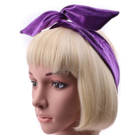 Mytoptrendz® - Wire Headband Twist Bow Bandeau Head Wrap Scarf Hair Ties Plain Velvet (Purple,)