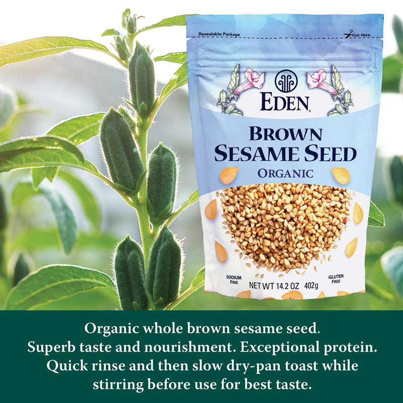 Eden Organic Brown Sesame Seed, Unhulled & Raw, 14.2 oz