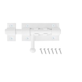 4 Inch Slide Barrel Bolt Latch Door Slide Lock, Solid 304 Stainless Steel White Bolt Lock, Thickened Heavy Duty Gate Latches for Wooden Fence Metal Gate Yard Shed Warehouse Cabinet Window (1 Pack)