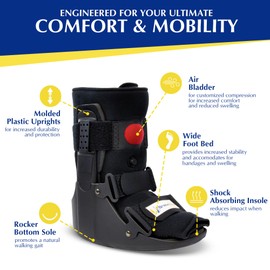 Brace Align Air CAM Walker Fracture Boot Short – PDAC L4360/L4361 Medical Walking Boot for Sprains, Fractures & Post-Op Recovery, Size S (US Shoe Men 4.5–7 / Women 6.5–8)