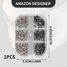 Glänzende Alloy Nail Stones for Acrylic Nails, Mini Nail Design Studs in Black and Silver, Cute Nail Stones and Gems for DIY Nail Art, Nail Decoration for Women