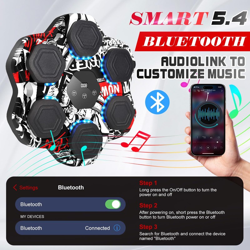 Music Boxing Machine, Smart Bluetooth Boxing Machine with Gloves, Wall