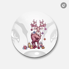 Unbranded Christmas Deer Animal | 4'' X 4'' Round Decorative Magnet