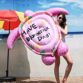 Large Inflatable Swim Tube for Water Play and Assistance Pool Toy TD26 Pink Turtle Mount [175*175] 5ea