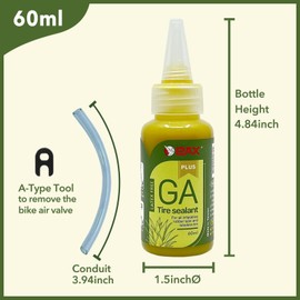 PAX 60ml GA Tire Sealant, Flat Prevention Savior, Strong Sealing, Non-Corrosive, Suit for Lawnmowers, Motorcycles & Bicycles, Clincher, Tubular, Tubeless. with Conduit & A-Type Tool