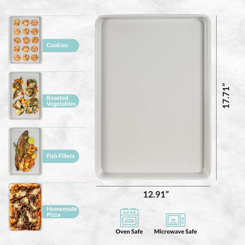 Boxiki Kitchen Non-Stick Ceramic Baking Sheet - Slick & Non-Toxic