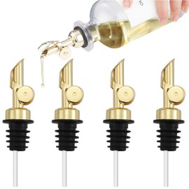 Spaceneat 4-Pack Olive Oil Dispenser Spouts - Gold, Stainless Steel, 4L Capacity, Universal Fit, Automatic Closure, Modern Design, Cooking, Bartending, Serving