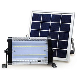 KSOL Power Solar LED Outdoor/Indoor Wall/Ceiling-Mounted Area Light. 2000 Lumens, Detached Solar Panel, Bright White Light, Remote, 3 Light Modes