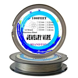 7 Strand Stainless Steel Bead Stringing Wire, Thin Soft for Jewelry Making Necklaces Bracelets Beading Crafts Cell Phone Wristlet Charms Strap (0.6mm Bright 100feet)