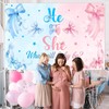 YQWIN Blue and Pink Bow Backdrop Baby Shower Party Decorations