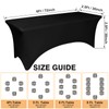 2 Pack 6 Feet Black Spandex Tablecloth for Rectangular Tables,