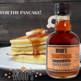 WOOD'S Vermont Maple Syrup – Traditional 100% Pure Maple Syrup | Small-Batch, Vegan Natural Sweetener | Grade A, Robust Taste | Perfect for Pancakes, Coffee, Cocktails & More | 8.45 Fl Oz (250mL)