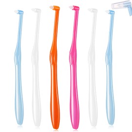 Patelai 6 Pieces End Tuft Toothbrush Single Tufted Toothbrush Soft Interdental Brushes Tooth Stain Remover for Implants Teeth Detail Cleaning Tooth Stain (Bright Colors)
