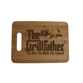 Grillfather Grill Father Engraved Bamboo Wood Cutting Board with Handle Funny Godfather Movie Gift for Birthday or Father's Day 9.5x13" butter board