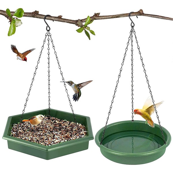GEEZY Bird Feeder and Bird Bath, 2 in 1 Hanging