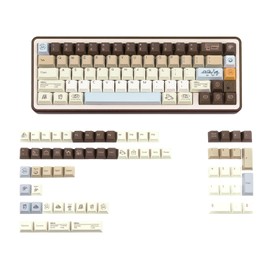 JOLINTAL 130 Keys Otter Coffee Theme Keycaps, Customized PBT Keycaps 1.7MM Thickness, Dye Sublimation Cherry Profile Keycap Set Fit for 61/64/87/104/108 Cherry Gateron MX Switches Mechanical Keyboard