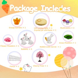 DIY Rabbit Night Light Kit, Make Your Own Night Light, Rabbit Art and Craft Kits Toys for Kids, Birthday Christmas Gifts for 4 5 6 7 8 9 Year Old Girls kids, Bedroom Décor (USB Upgrade Version)