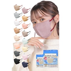 [MaskMore] マスクモア 3Dマスク 冷感マスク 不織布 立体 不織布マスク 立体マスク 小顔マスク 丸顔タイプ バイカラー おしゃれ カラーマスク 20枚入り ローズ