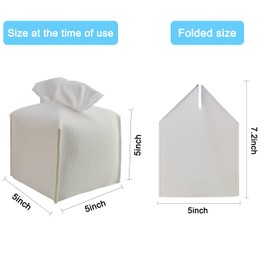 Ulife Mall Tissue Box Cover, Modern PU Leather Square Tissue Box Holder Delicate Decorative Tissues Dispenser Cube Napkin Organizer Holder for Bathroom Night Stands Office Desk & Car(White)