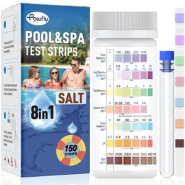 Pawfly 8 in 1 Clearwater Hot Tub Test Strips Pool and Spa 150 Testing Strips Water Test Kit Accurate for pH Chlorine Total Chlorine Hardness Bromine Cyanuric Acid Alkalinity