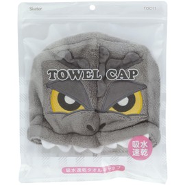 Skater TOC11 Water Absorption Quick-Drying Towel Cap, Height 9.1 x Width 6.7 inches (23 x 17 cm), Godzilla