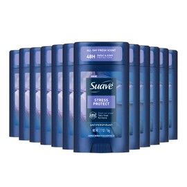Suave Stress Protect Men’s Antiperspirant Deodorant, All Day Lavender & Cedarwood Scent, for 48hr Odor & Wetness Protection, 2.7oz, 12 Pack