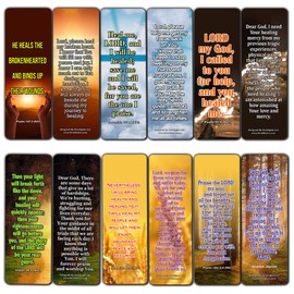 Popular Prayers and Bible Scriptures on Healing Bookmarks - 60 Pack