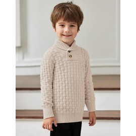 Arshiner Boys Casual Button Textured Knit Sweaters Kids Fall Crewneck Pullover Clothes Size 4