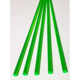 5 Pcs 1/4” Diameter x 12” Inch Long Color Green Clear Translucent Fluorescent Acrylic Plexiglass Rods - .25 Dia - 6.35mm