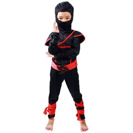 MUXIU Ninja Halloween Costume, Boys, Cosplay, Become the Ninja of Your Dreams, Kids, Parties, Events, Performing Clothing, Suit, Tattoo Stickers, Set of 6, Small