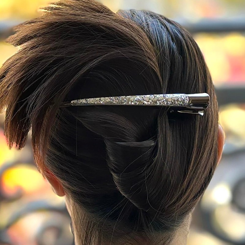 Large Glitter Hair Clip 13cm (Silver)